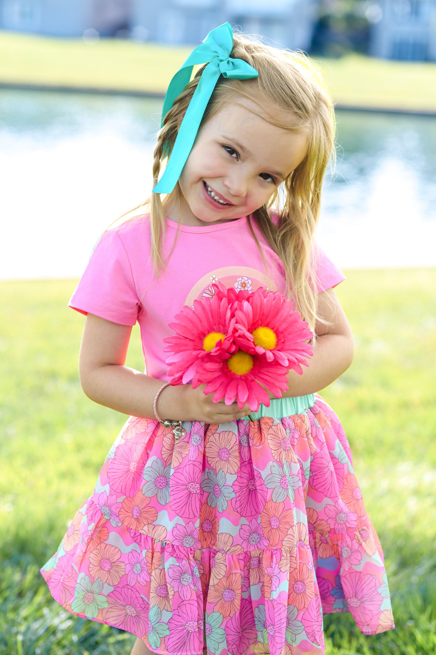 Summer Floral Chiffon Midi Skirt