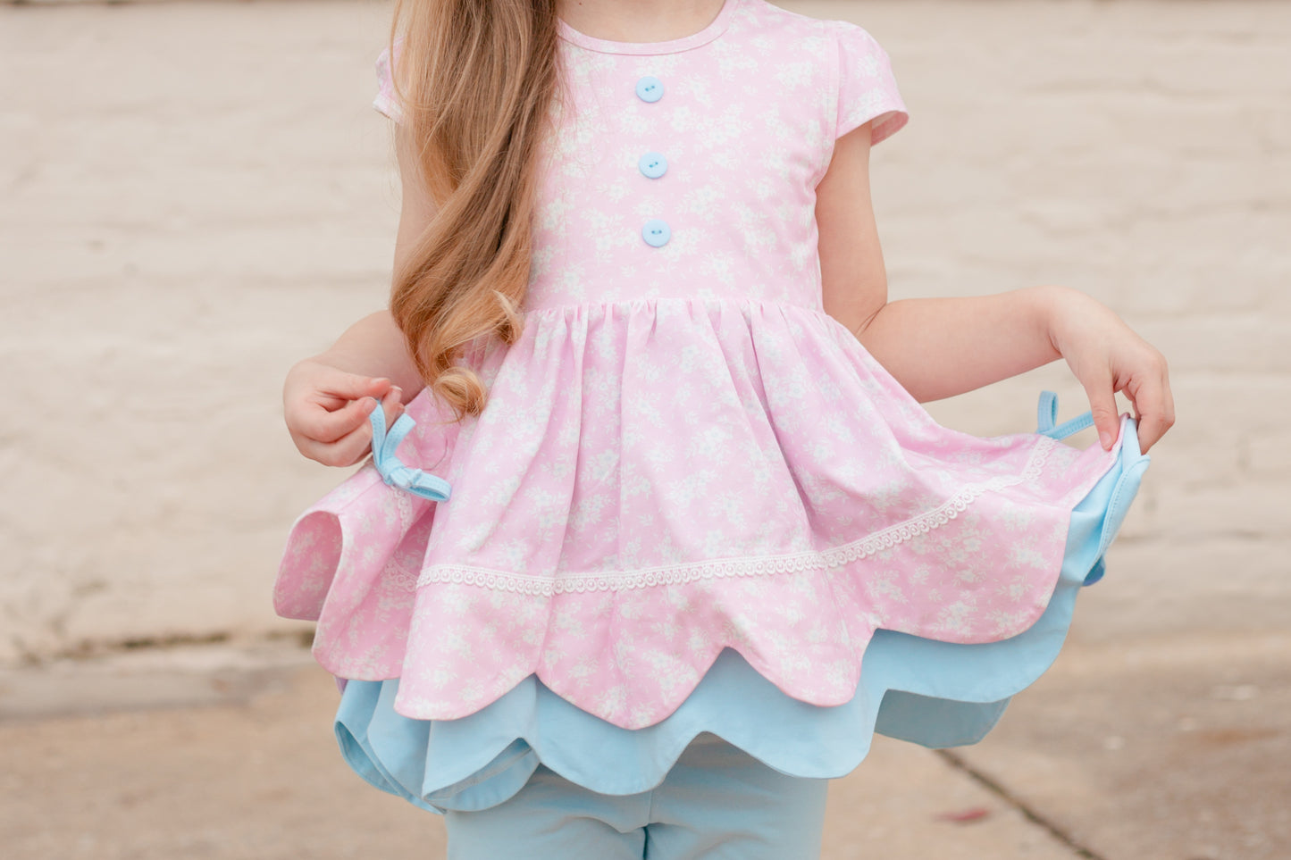 Ellie Scalloped 3 Piece Tunic Set - Ditzy Spring Floral