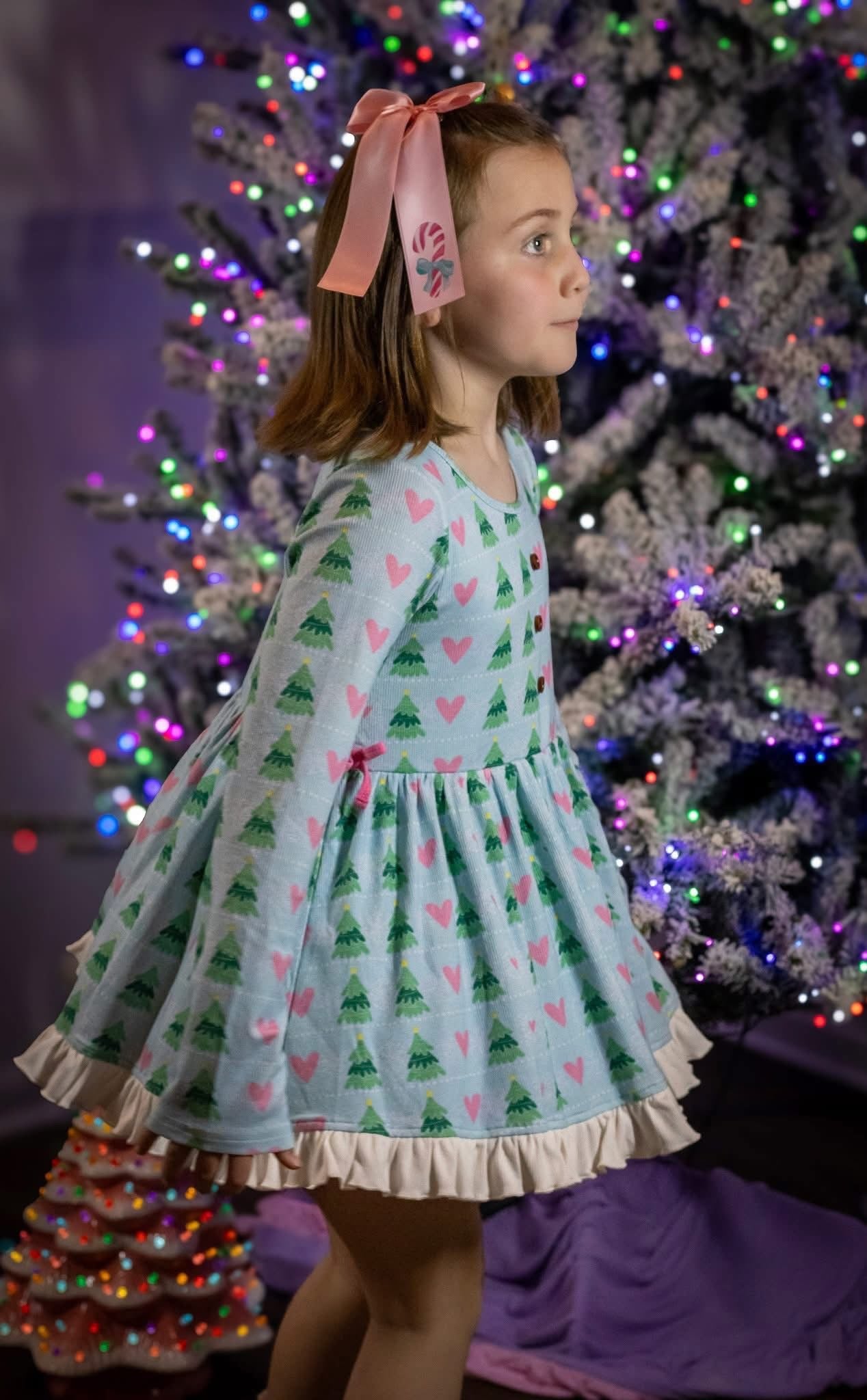 Luxe Ribbed Knit Twirl Dress -Frosted Wonderland