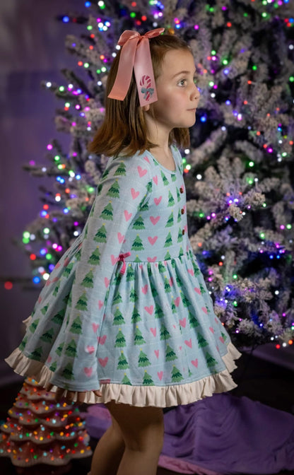 Luxe Ribbed Knit Twirl Dress -Frosted Wonderland