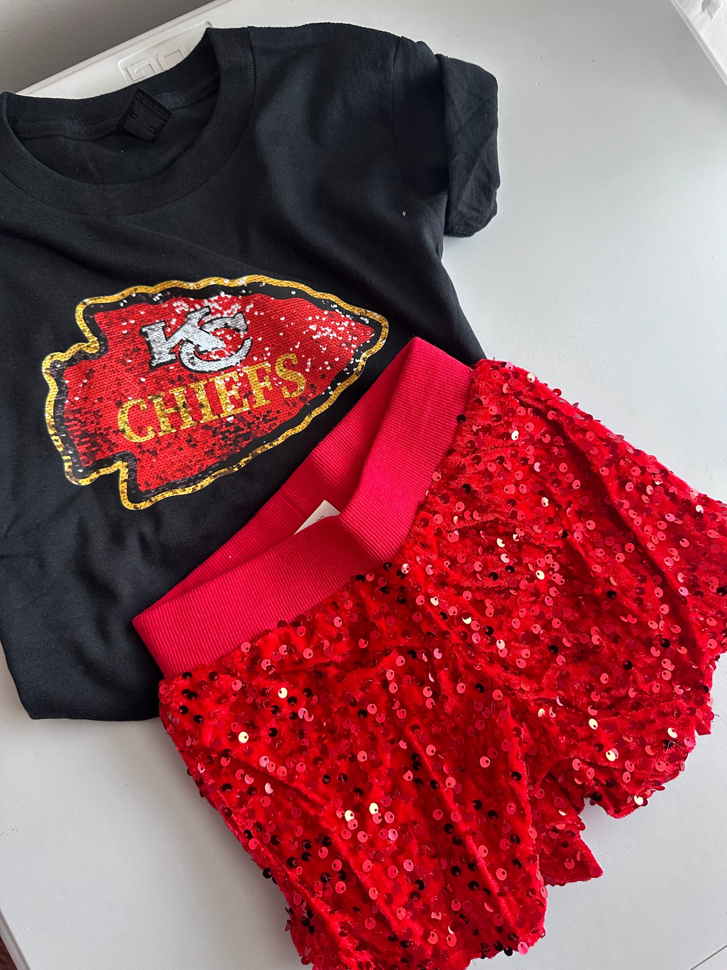 Girls Shorties - Red Sequins