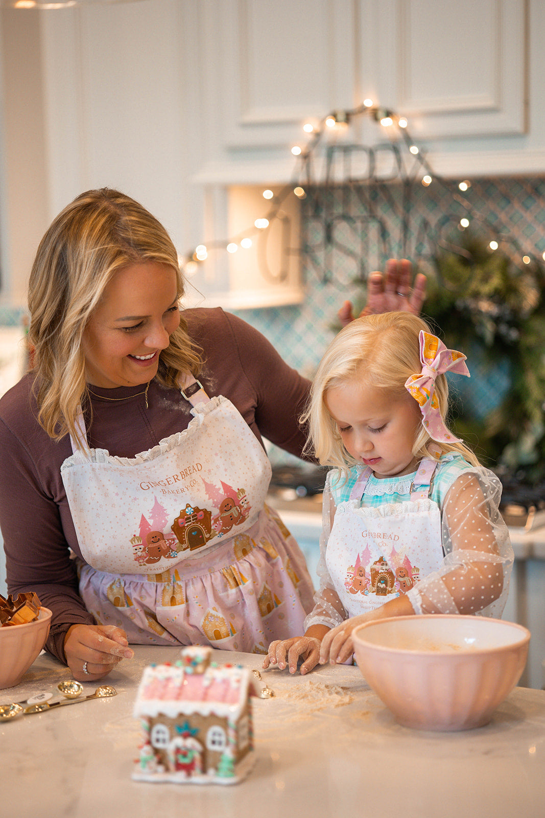 Girls Ruffle Apron - Pink Gingerbread