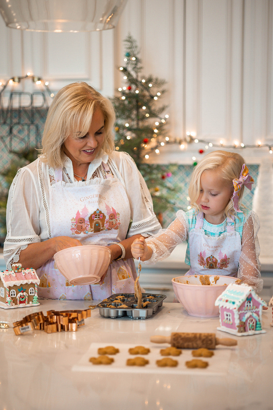 Girls Ruffle Apron - Pink Gingerbread