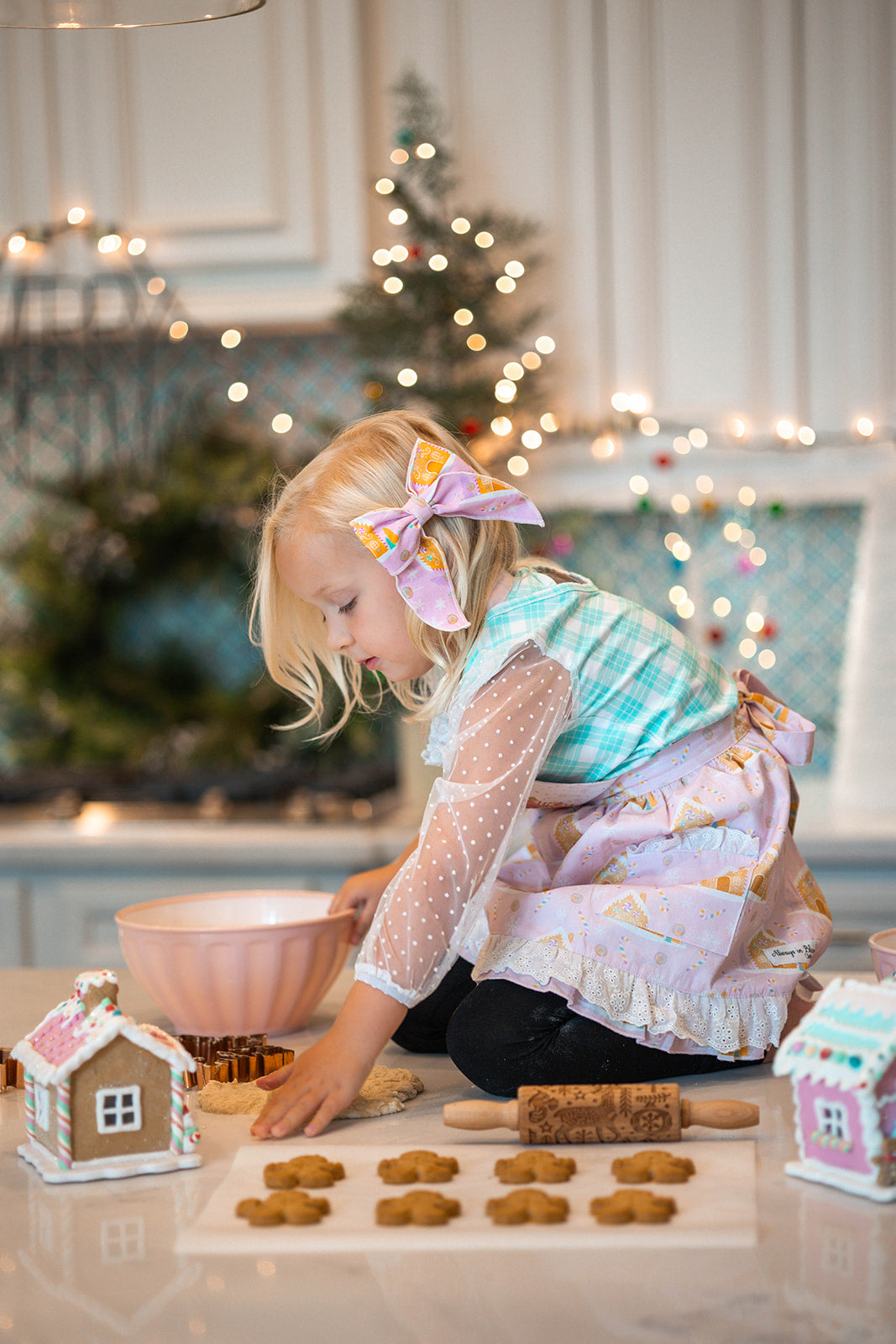 Girls Ruffle Apron - Pink Gingerbread