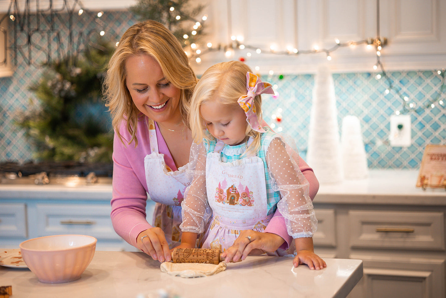 Girls Ruffle Apron - Pink Gingerbread