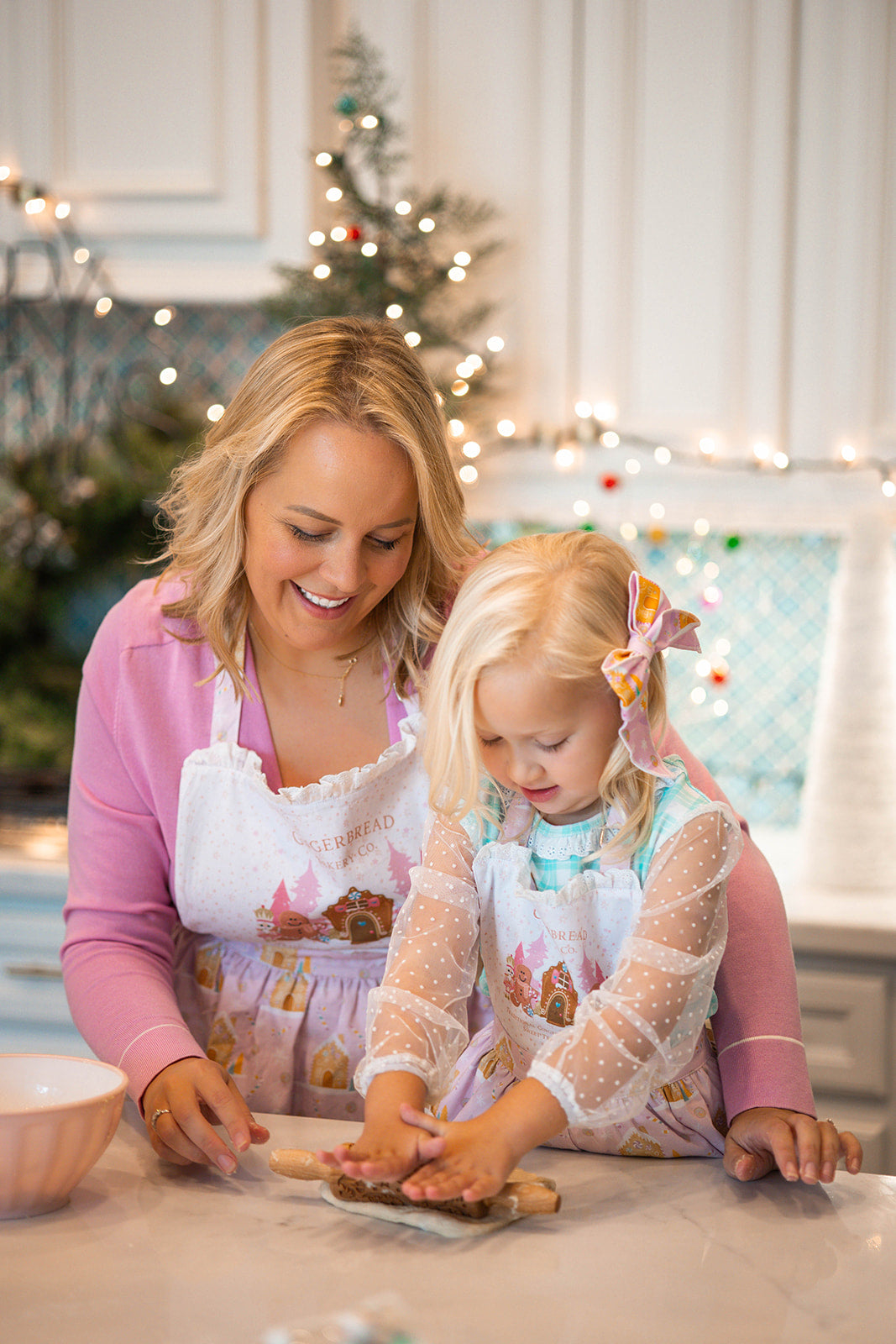 Girls Ruffle Apron - Pink Gingerbread