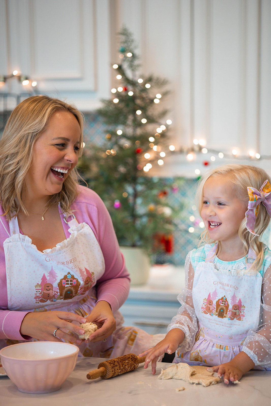 Girls Ruffle Apron - Pink Gingerbread