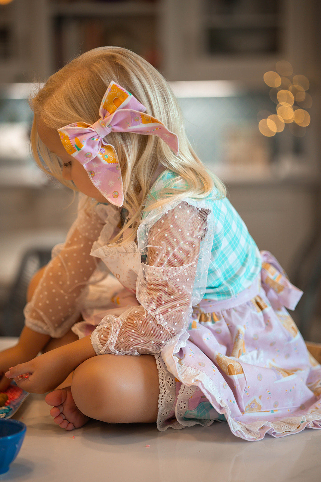 Girls Ruffle Apron - Pink Gingerbread