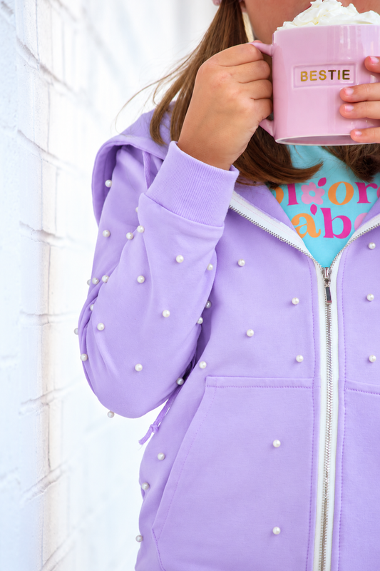 Cotton Candy Pearls Jogger Set - Lavender