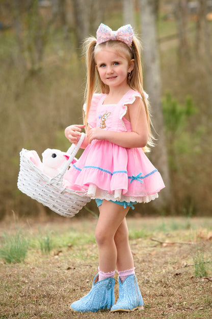 Grace Pinafore Dress Set - Blushing Bunny