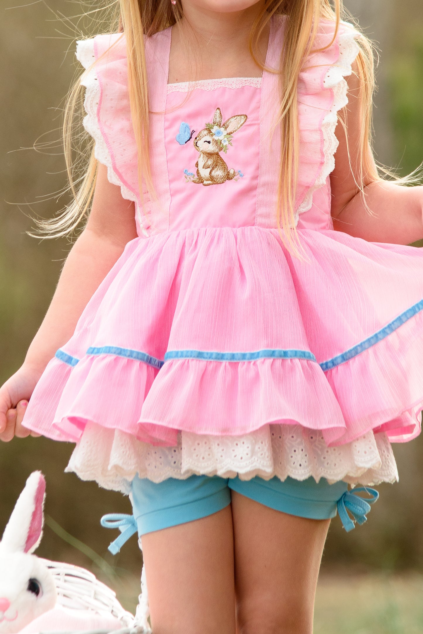 Grace Pinafore Dress Set - Blushing Bunny