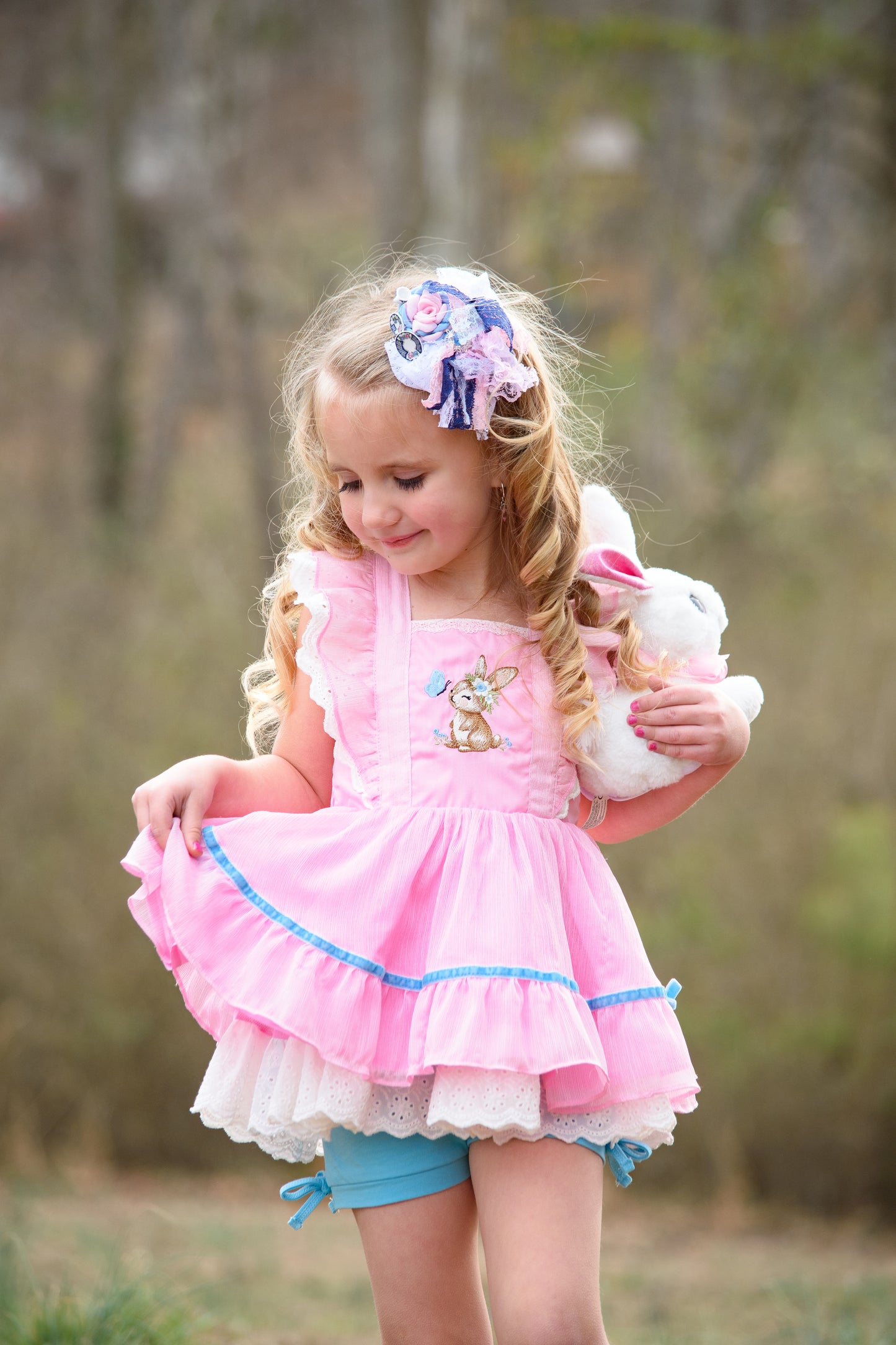 Grace Pinafore Dress Set - Blushing Bunny