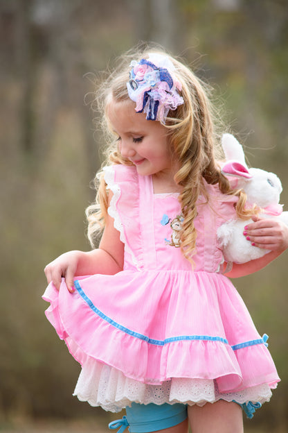 Grace Pinafore Dress Set - Blushing Bunny