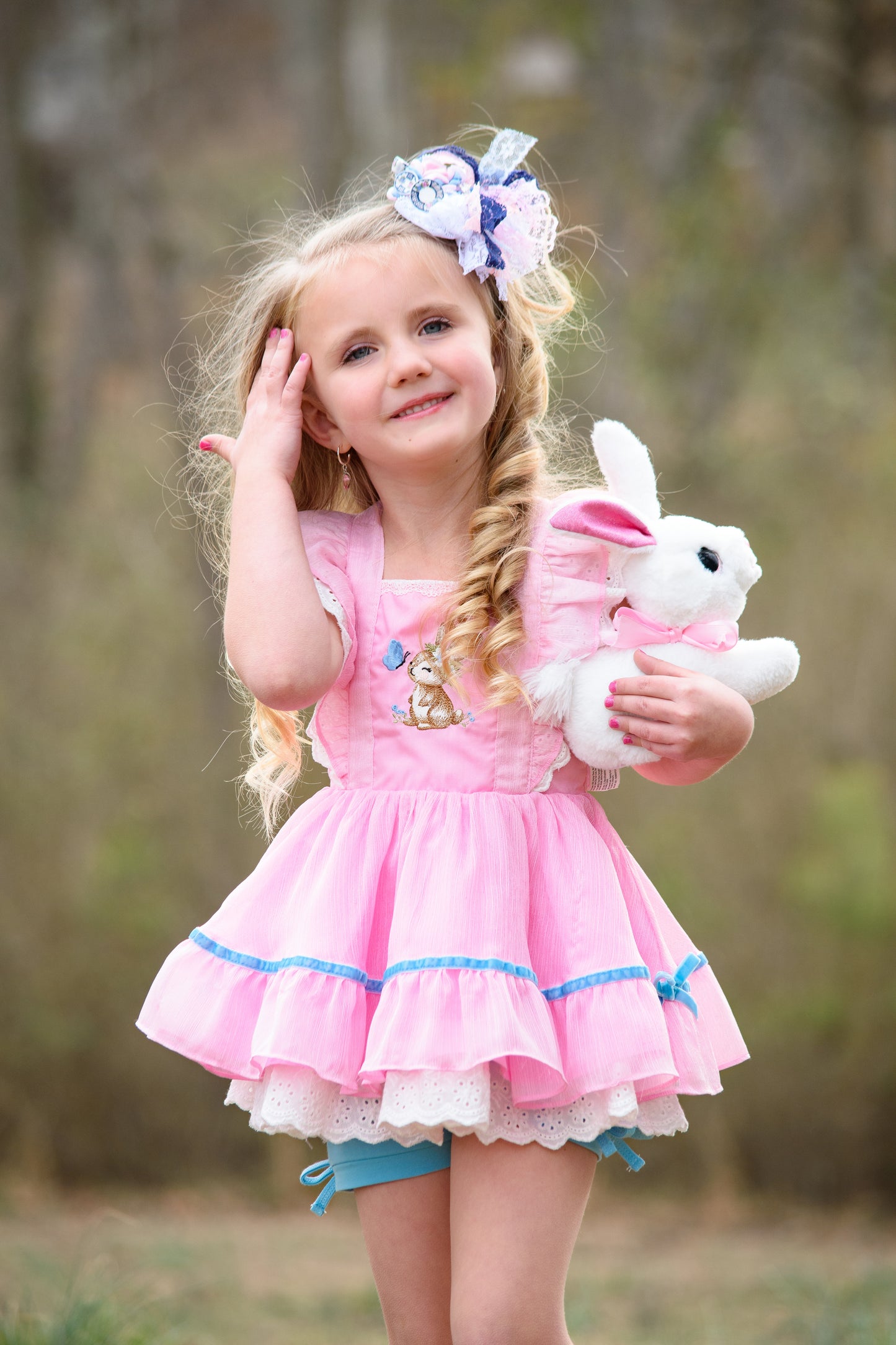 Grace Pinafore Dress Set - Blushing Bunny