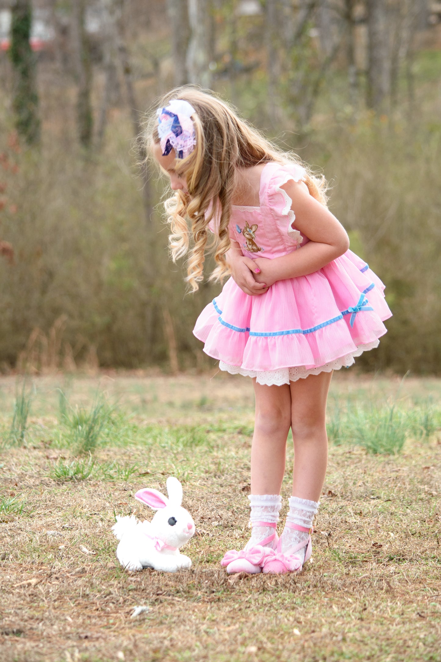 Grace Pinafore Dress Set - Blushing Bunny