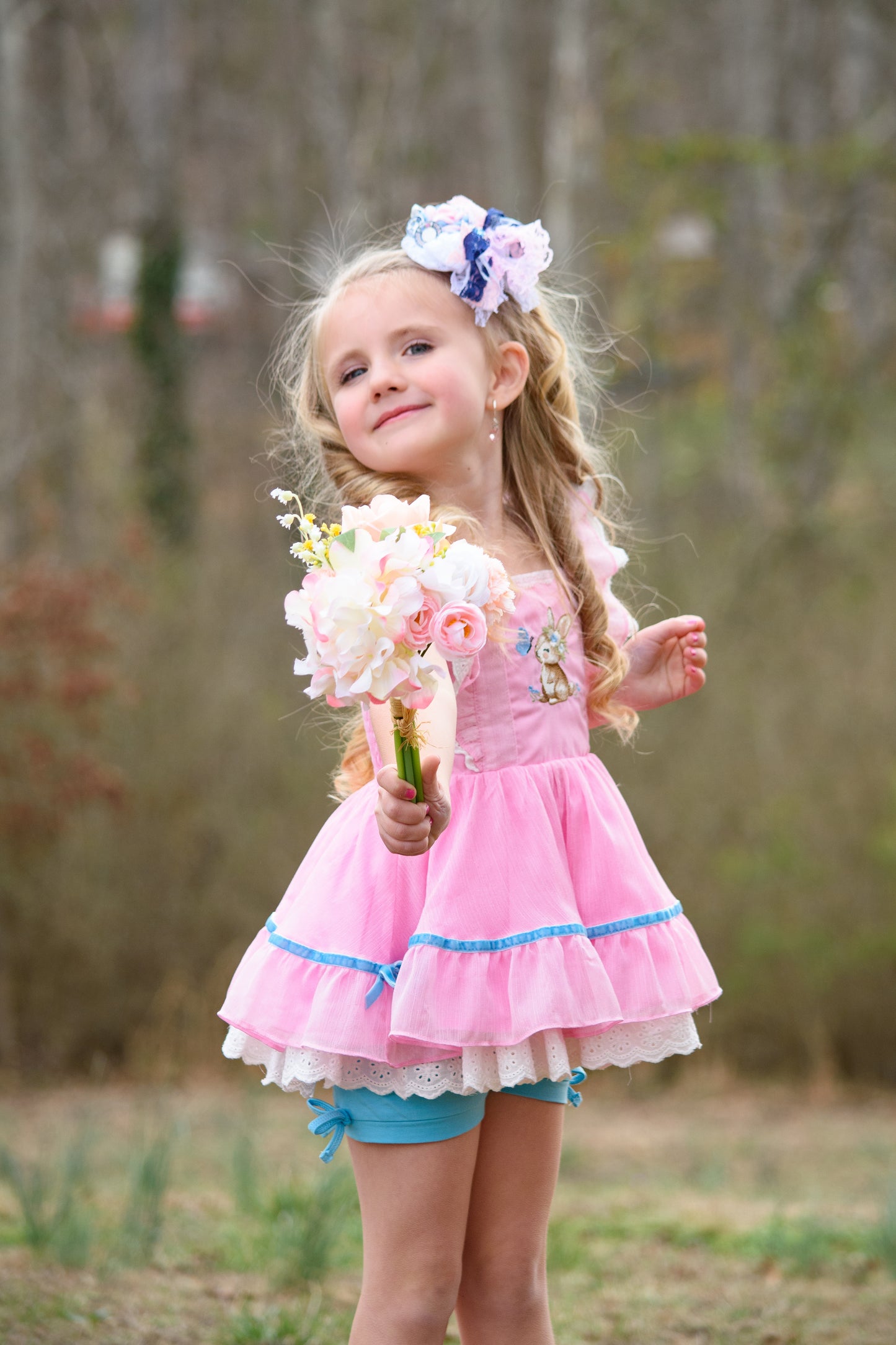 Grace Pinafore Dress Set - Blushing Bunny