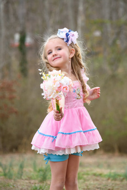 Grace Pinafore Dress Set - Blushing Bunny