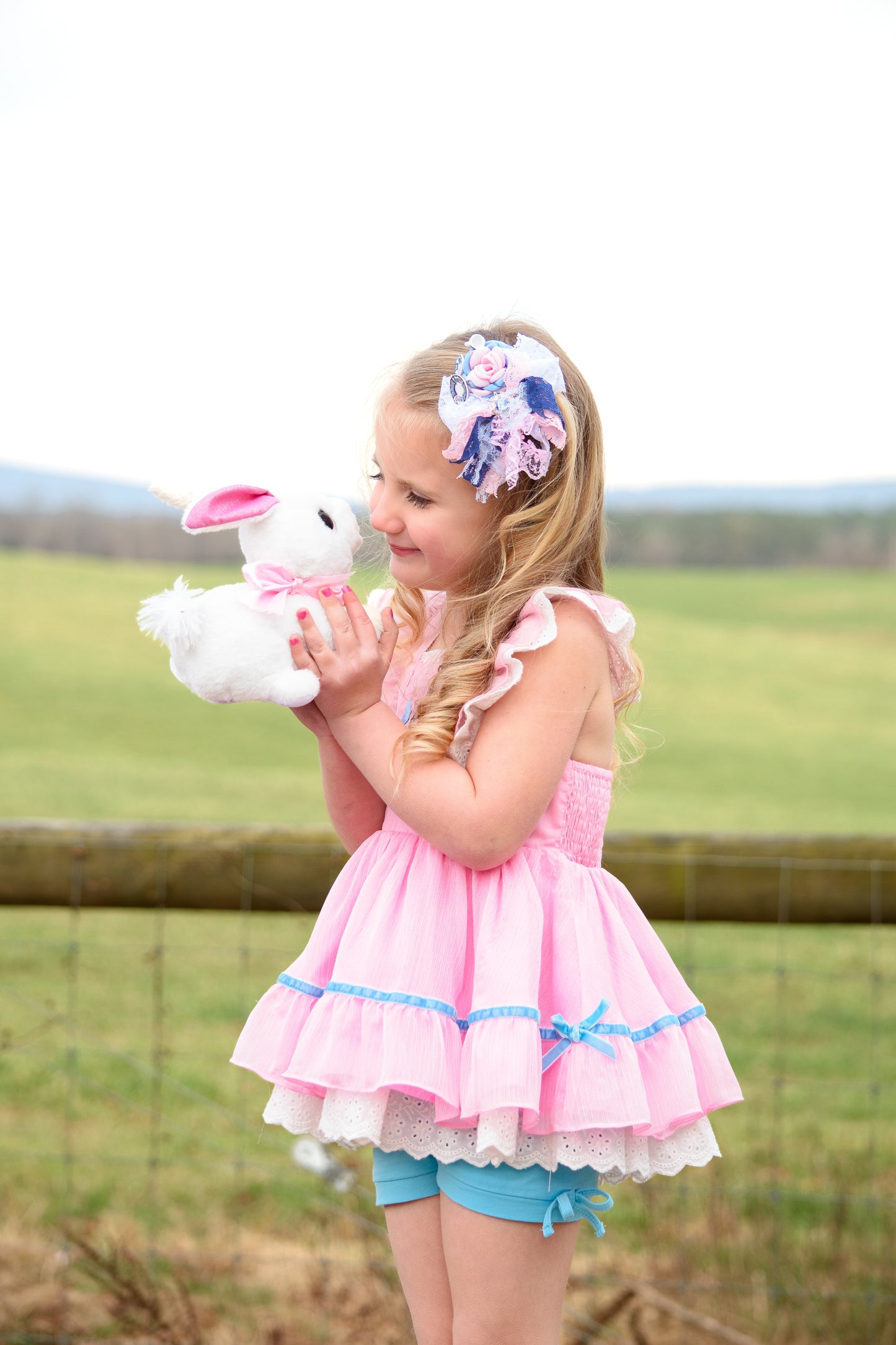 Grace Pinafore Dress Set - Blushing Bunny