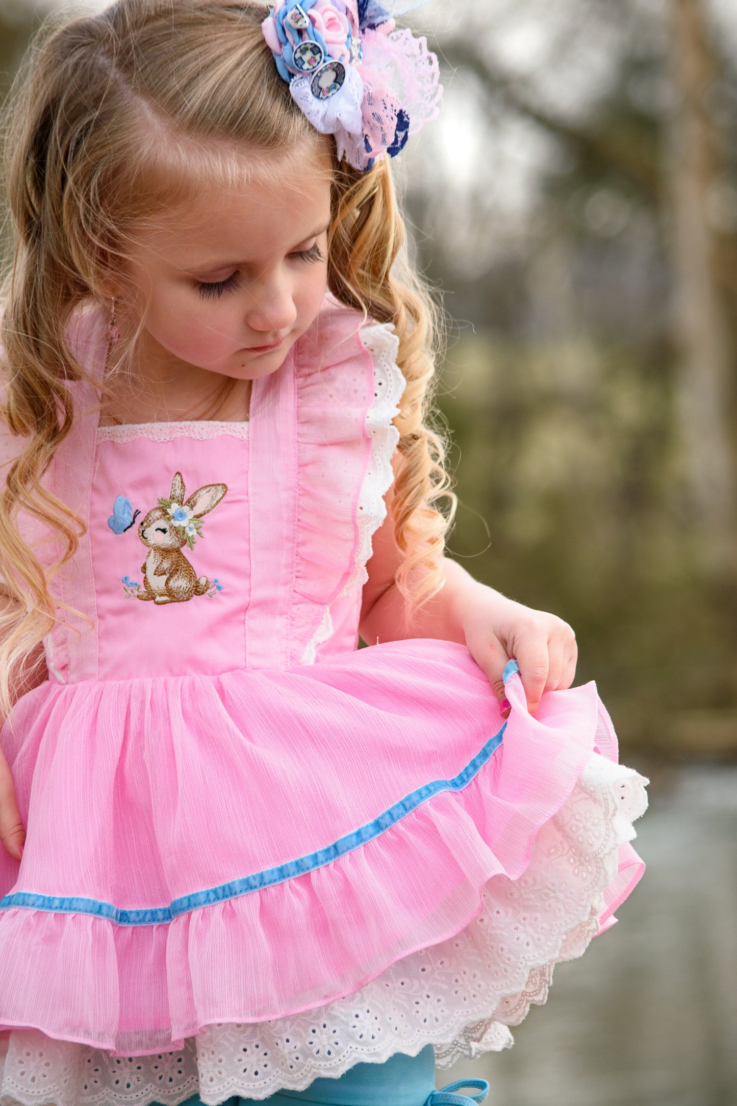 Grace Pinafore Dress Set - Blushing Bunny