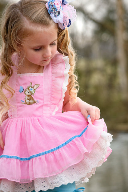 Grace Pinafore Dress Set - Blushing Bunny