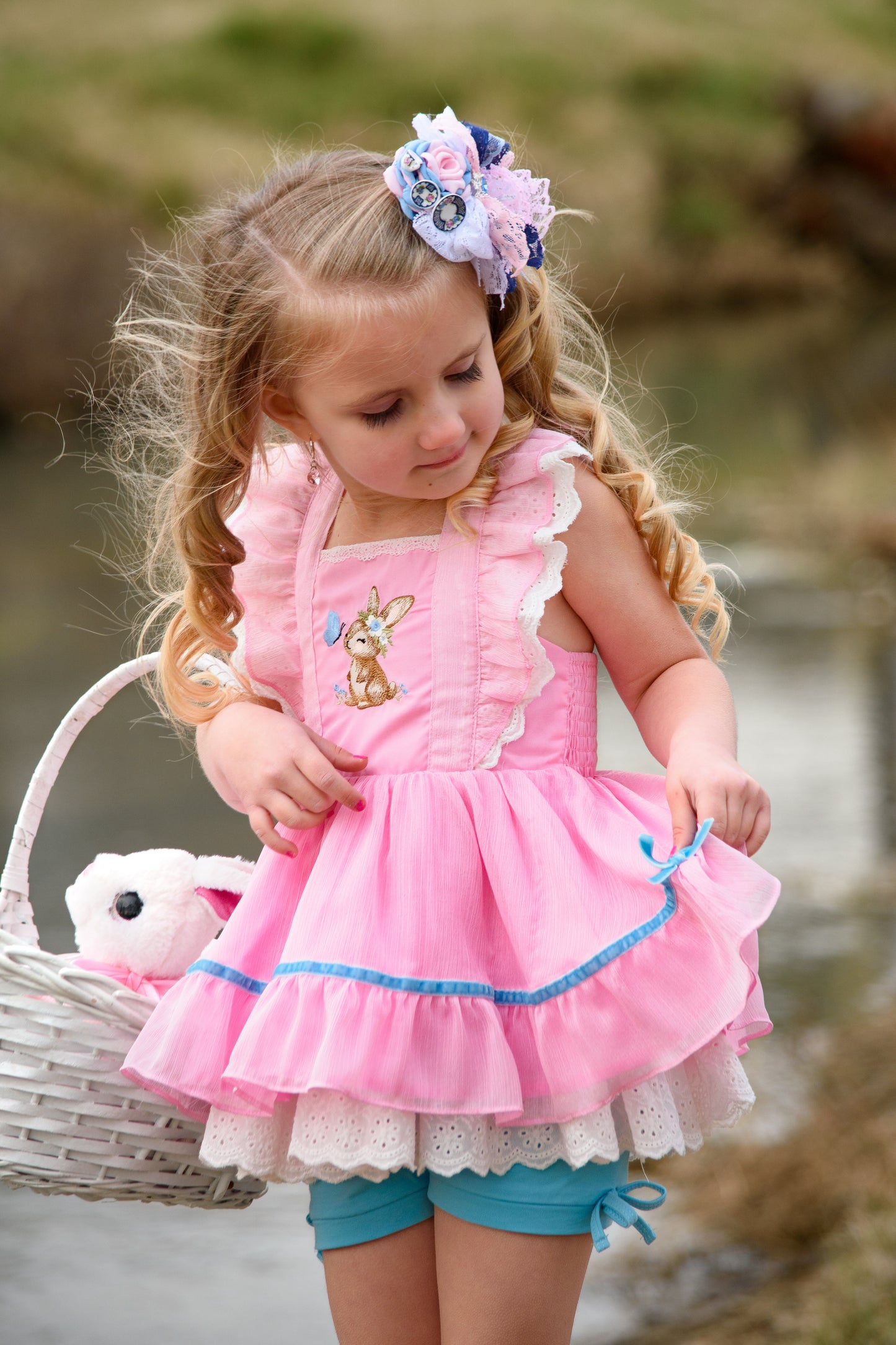Grace Pinafore Dress Set - Blushing Bunny