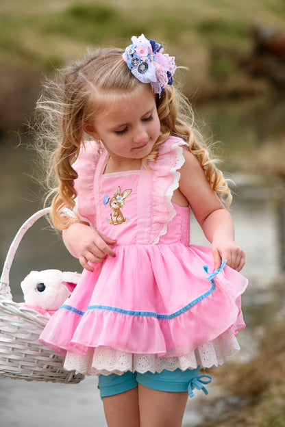Grace Pinafore Dress Set - Blushing Bunny