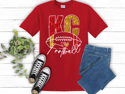 Youth KC Football Faux Glitter Tshirt