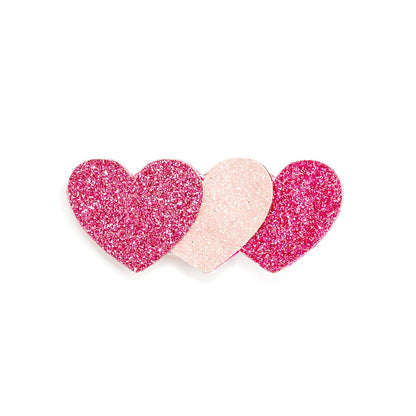 Pink Sparkle Hearts Valentine's Day Clip - Hair Accessories