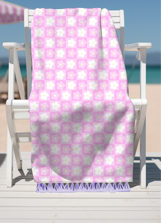 Summer In Bloom Cotton Fringe Towel -Beachy Barbie