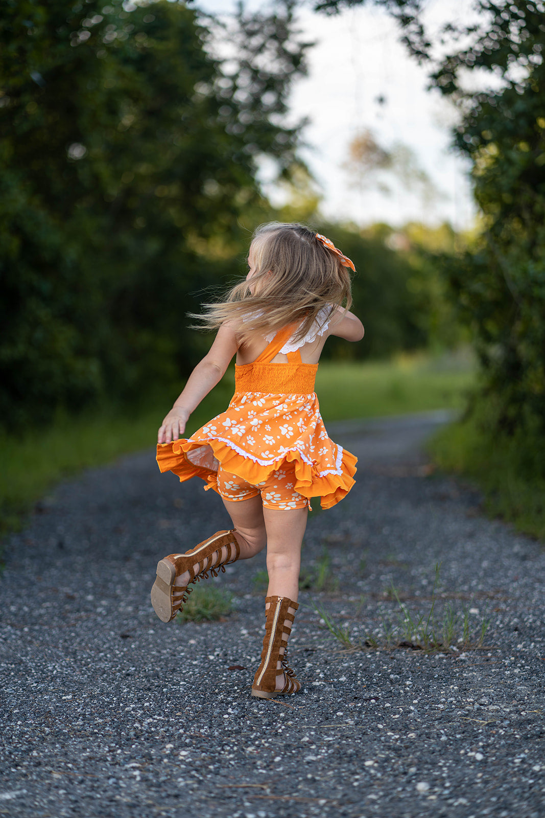 Lena Dress Set -Pup Friends Orange - Sizes 2,3,8