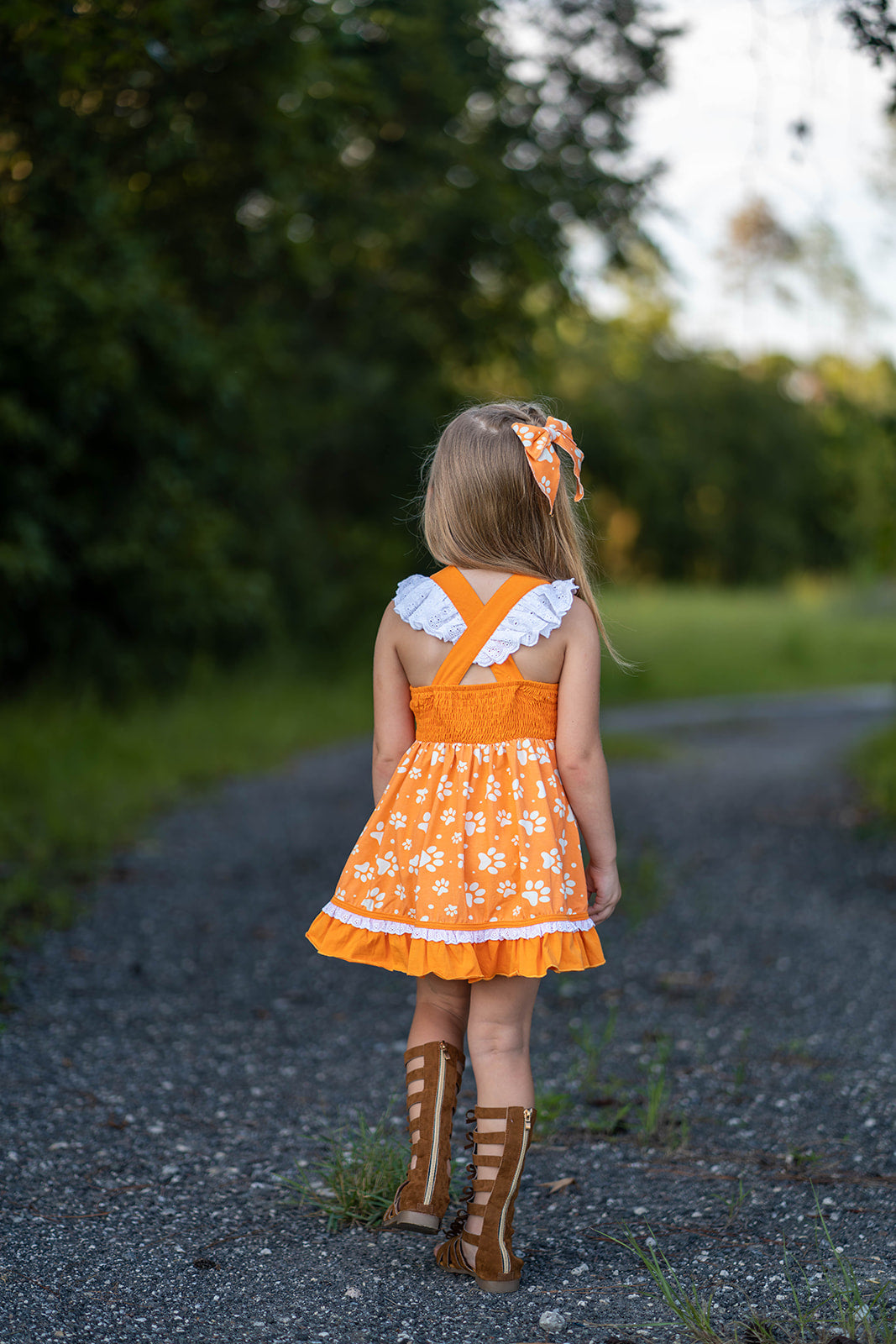 Lena Dress Set -Pup Friends Orange - Sizes 2,3,8