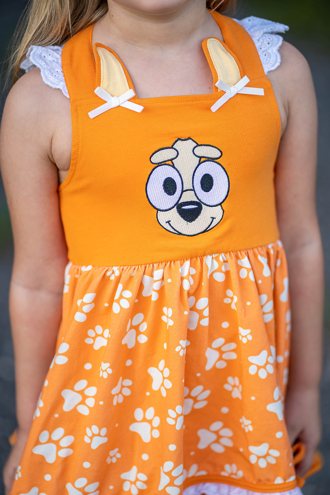 Lena Dress Set -Pup Friends Orange - Sizes 2,3,8