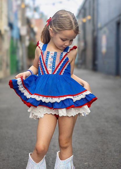 Evelyn Skirted Romper -  Little Miss Liberty