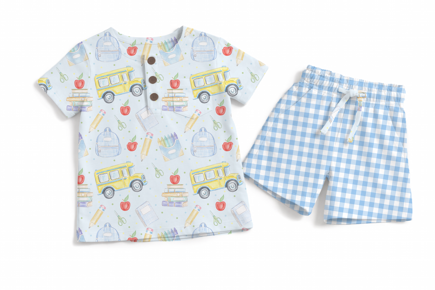 Boys 2 Piece Benny Set - Buses & Books