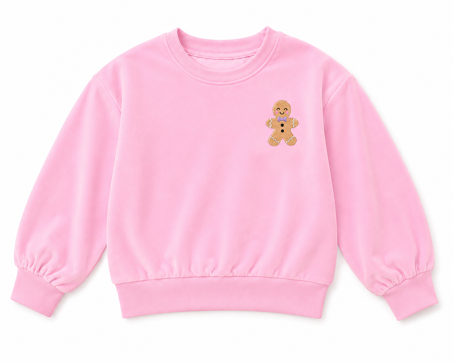 Girls Velour Sweatshirt -  Pink Gingerbread