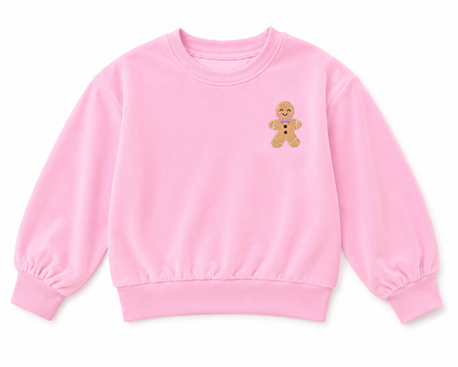 Girls Velour Sweatshirt -  Pink Gingerbread