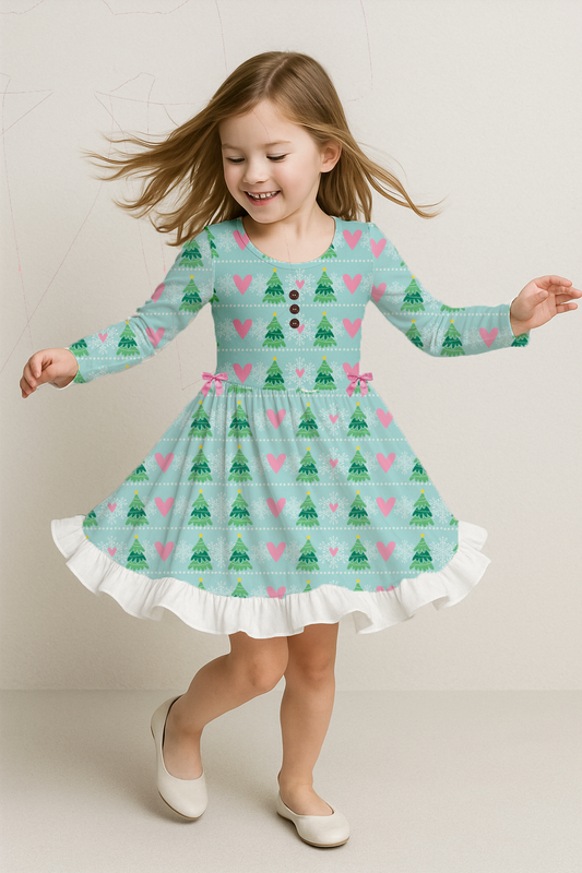 Luxe Ribbed Knit Twirl Dress -Frosted Wonderland