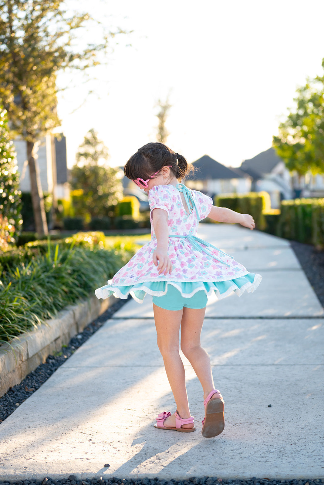 Luxe Ribbed Knit Twirl Dress - Pastel Petals