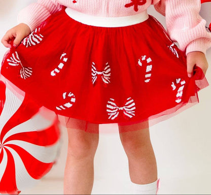Candy Cane Coquette Sequin Christmas Tutu