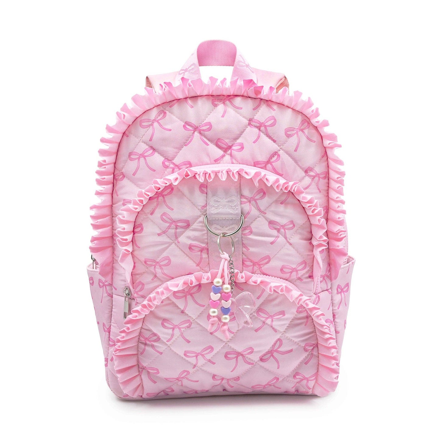 Bow Printed Ruffle Quilted Large Backpack
