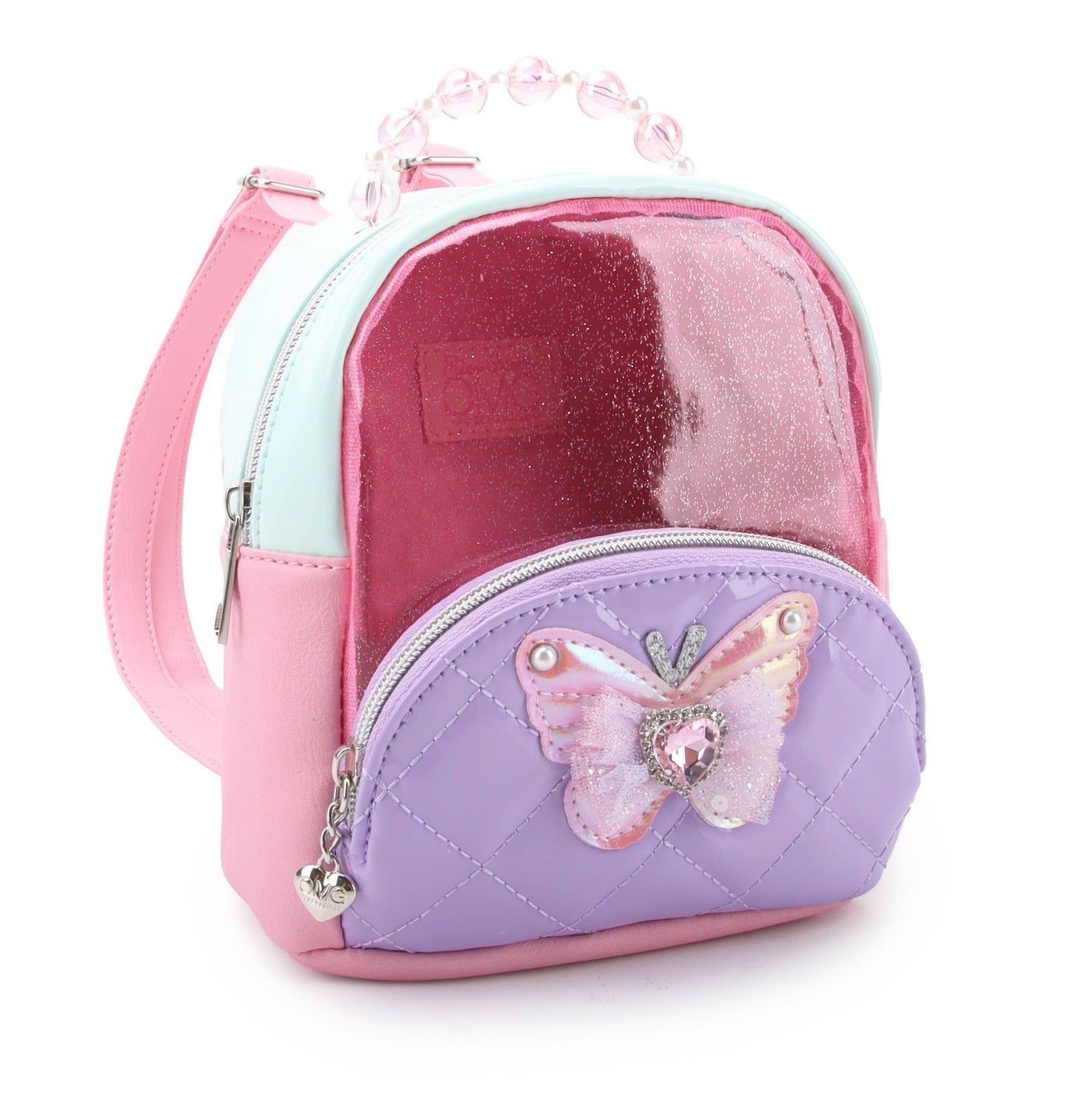 Quilted Clear Micro Mini Backpack with Beaded Top Handle