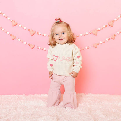 Ditsy Love Valentine's Day Knit Sweater - Kids Clothing