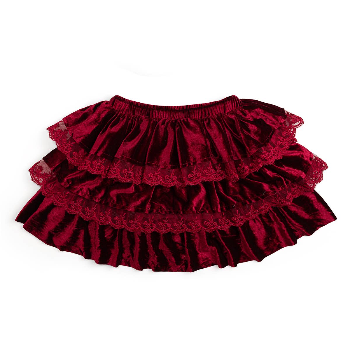 Ruby Red Velvet Tiered Christmas Skirt - Kids Clothes