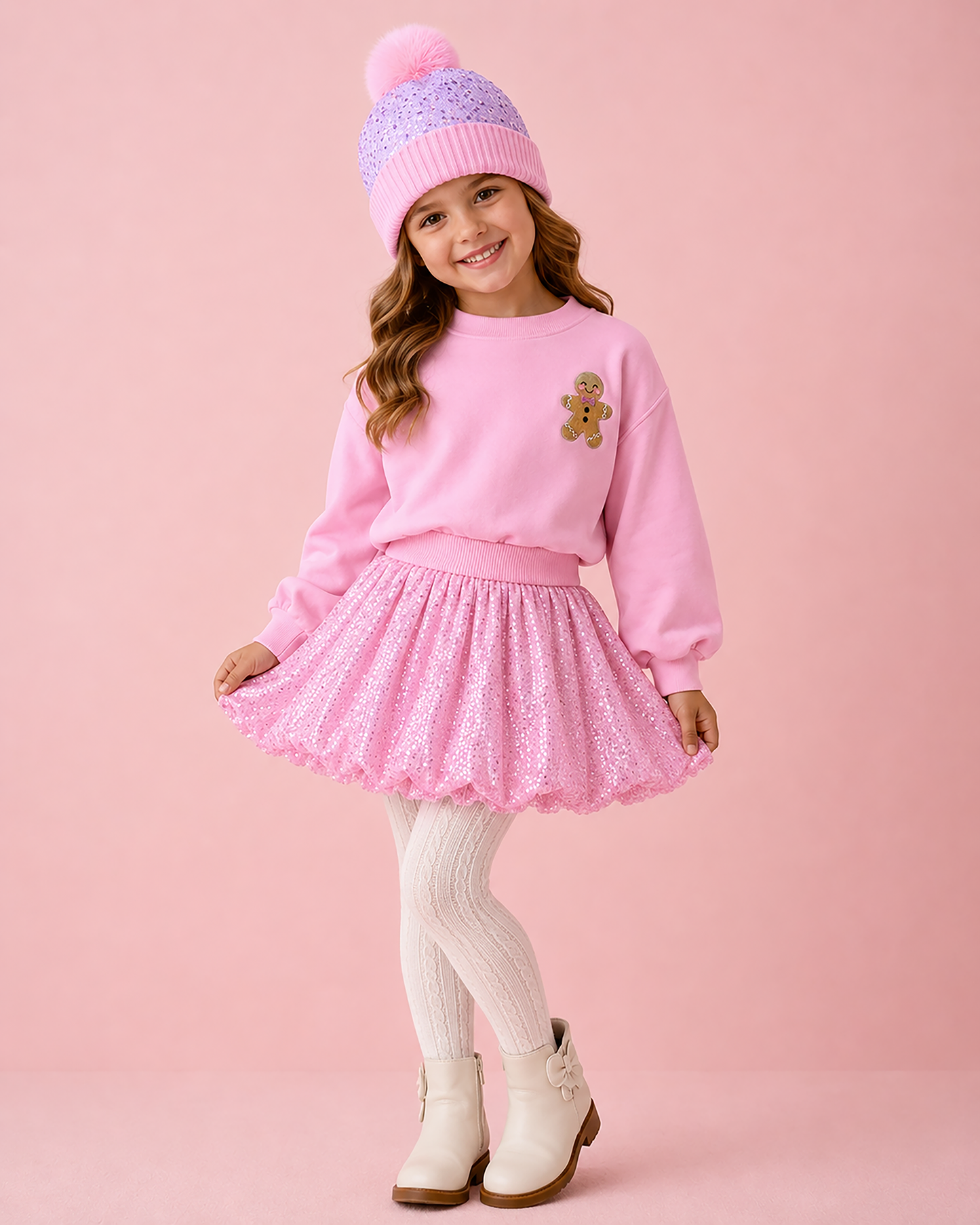 Girls Sequin Bubble Skort - Pretty in Pink